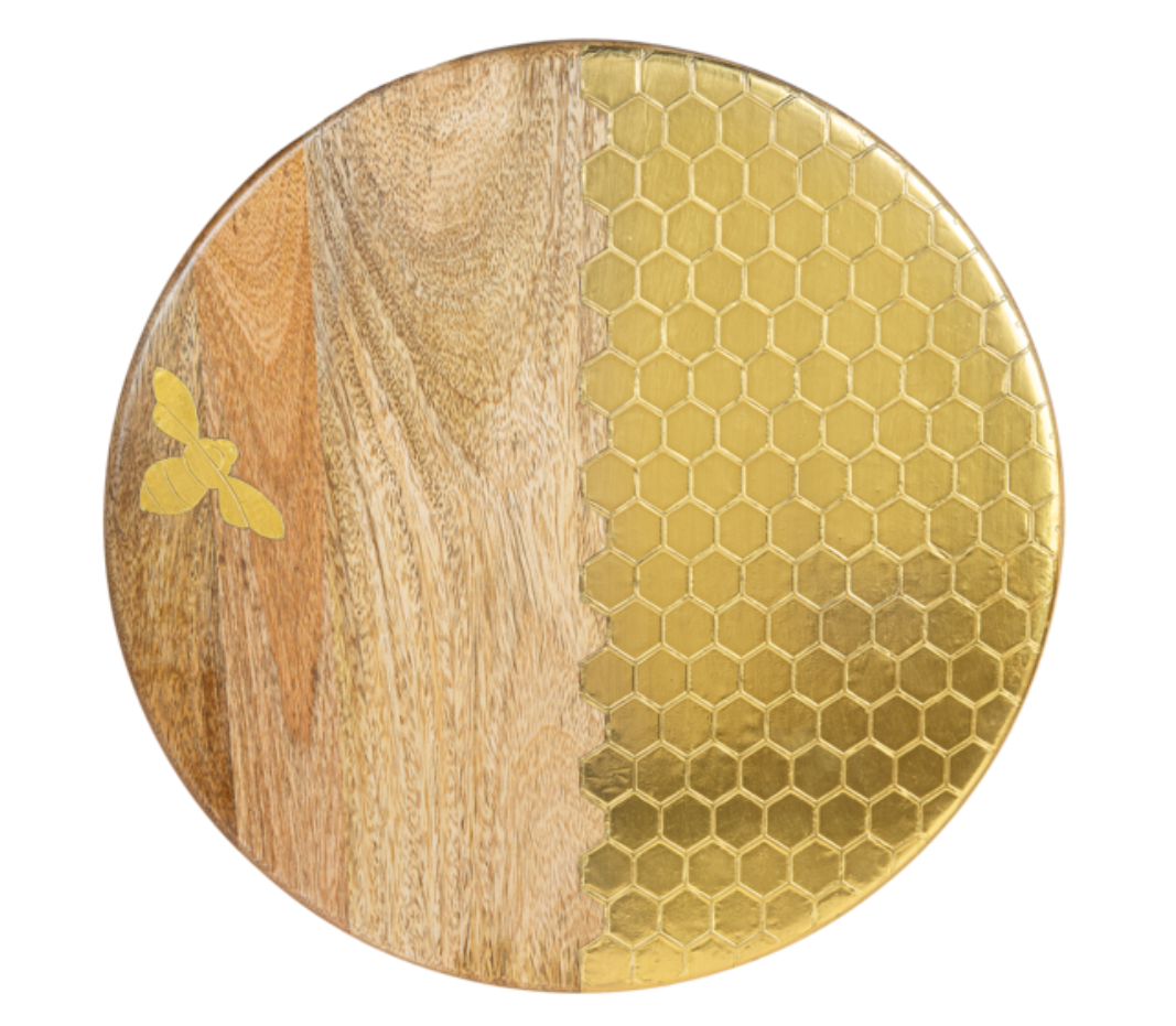 Gold Honey Comb Inlay Lazy Susan