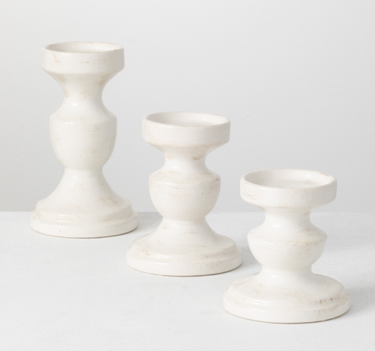 White Ceramic Pillar Candle Holder