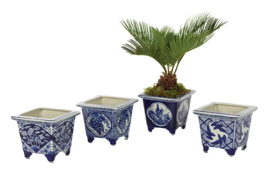 Blue & White Square Planter