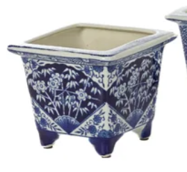 Blue & White Square Planter