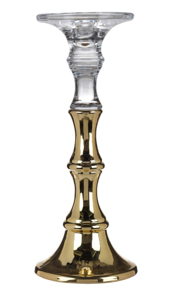 Candle Holders Glass with Gold