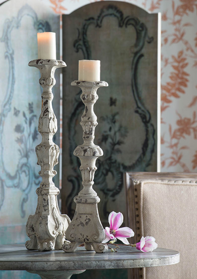 Weathered White Candle Holders
