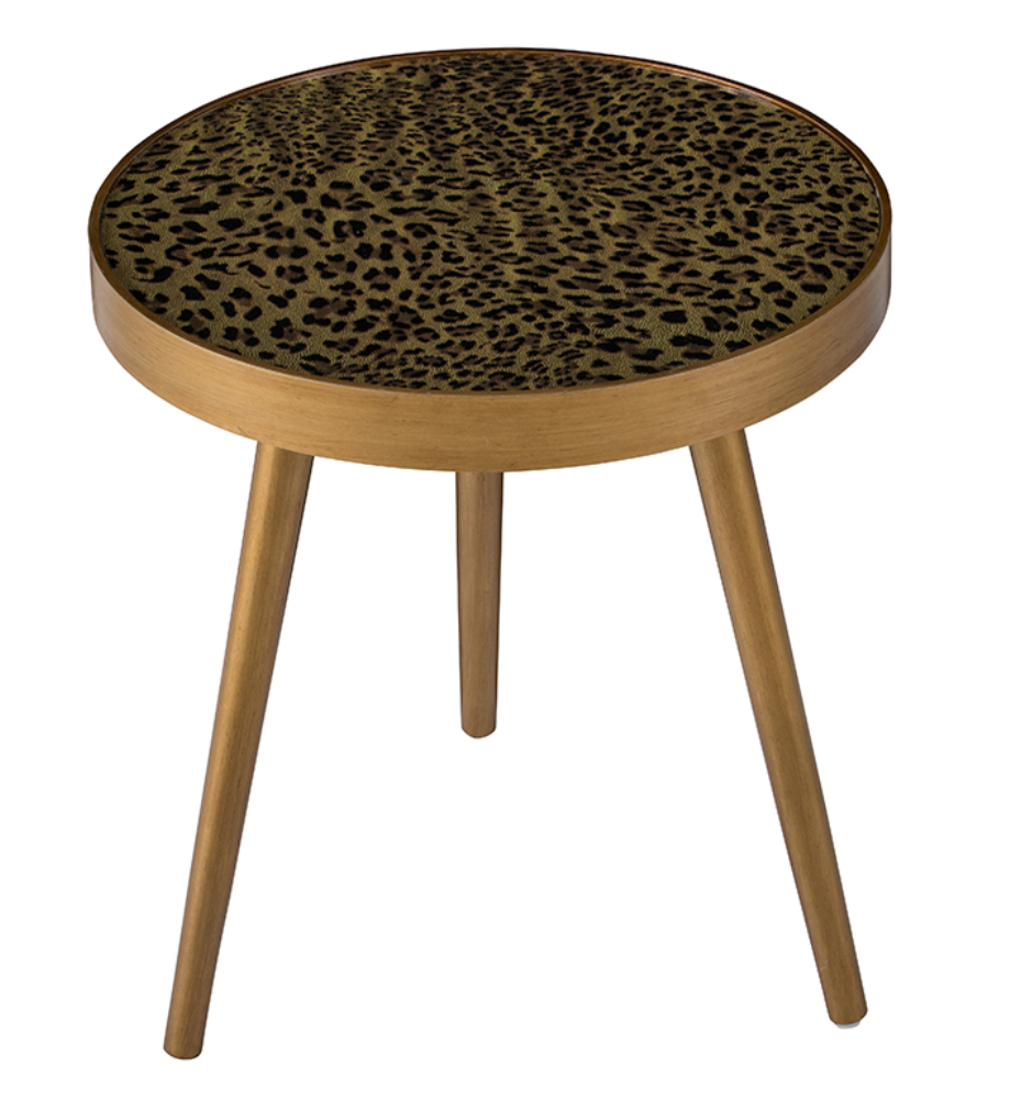 Printed Glass & Gold Accent Table
