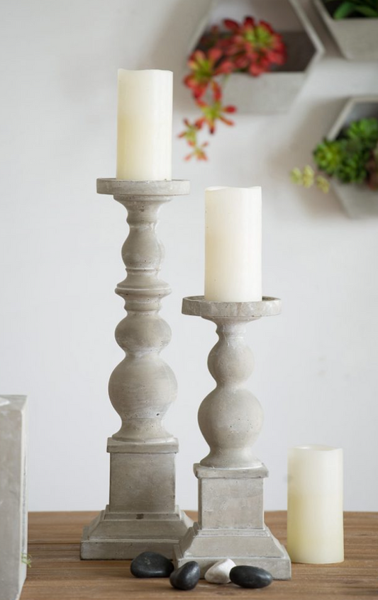 Candle Holders Gray Cement