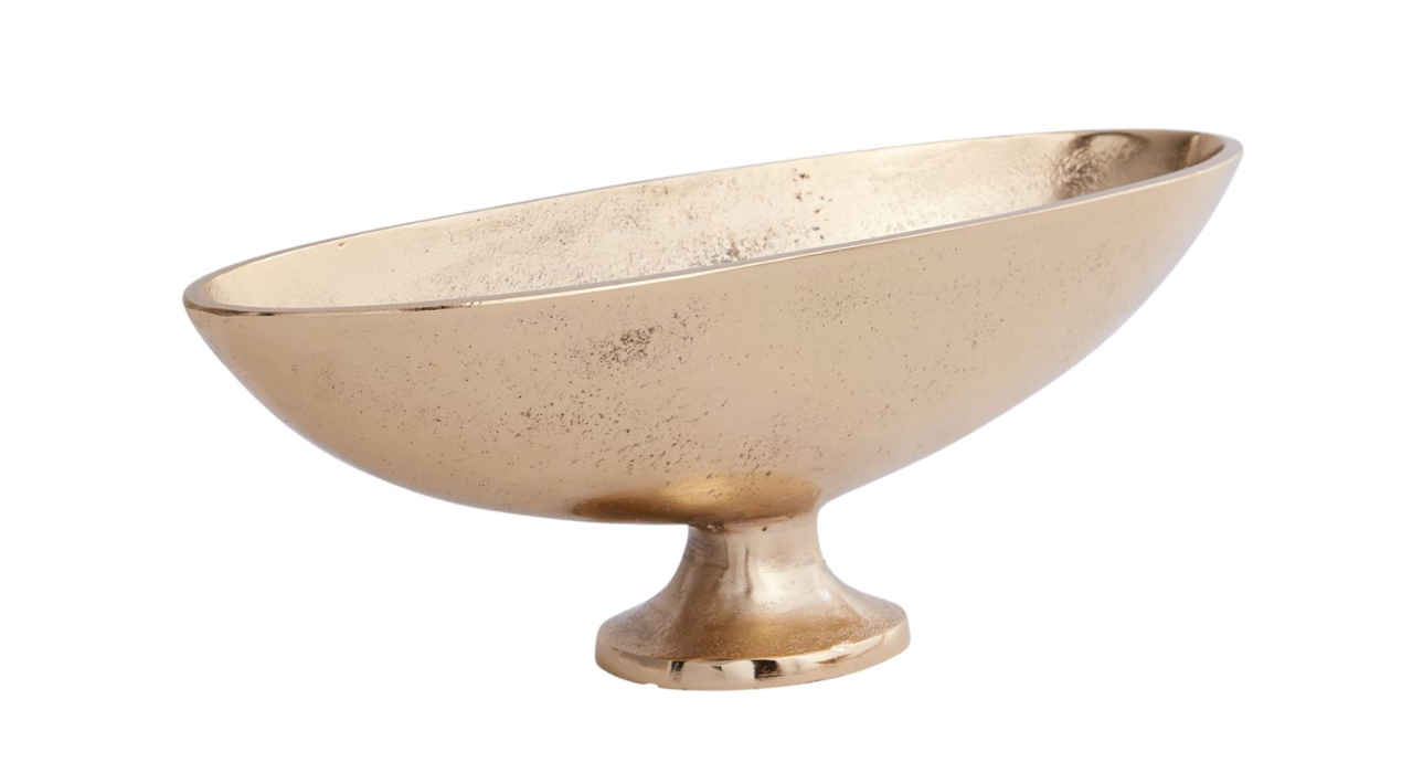 Gold Oval Pedestal Bowl