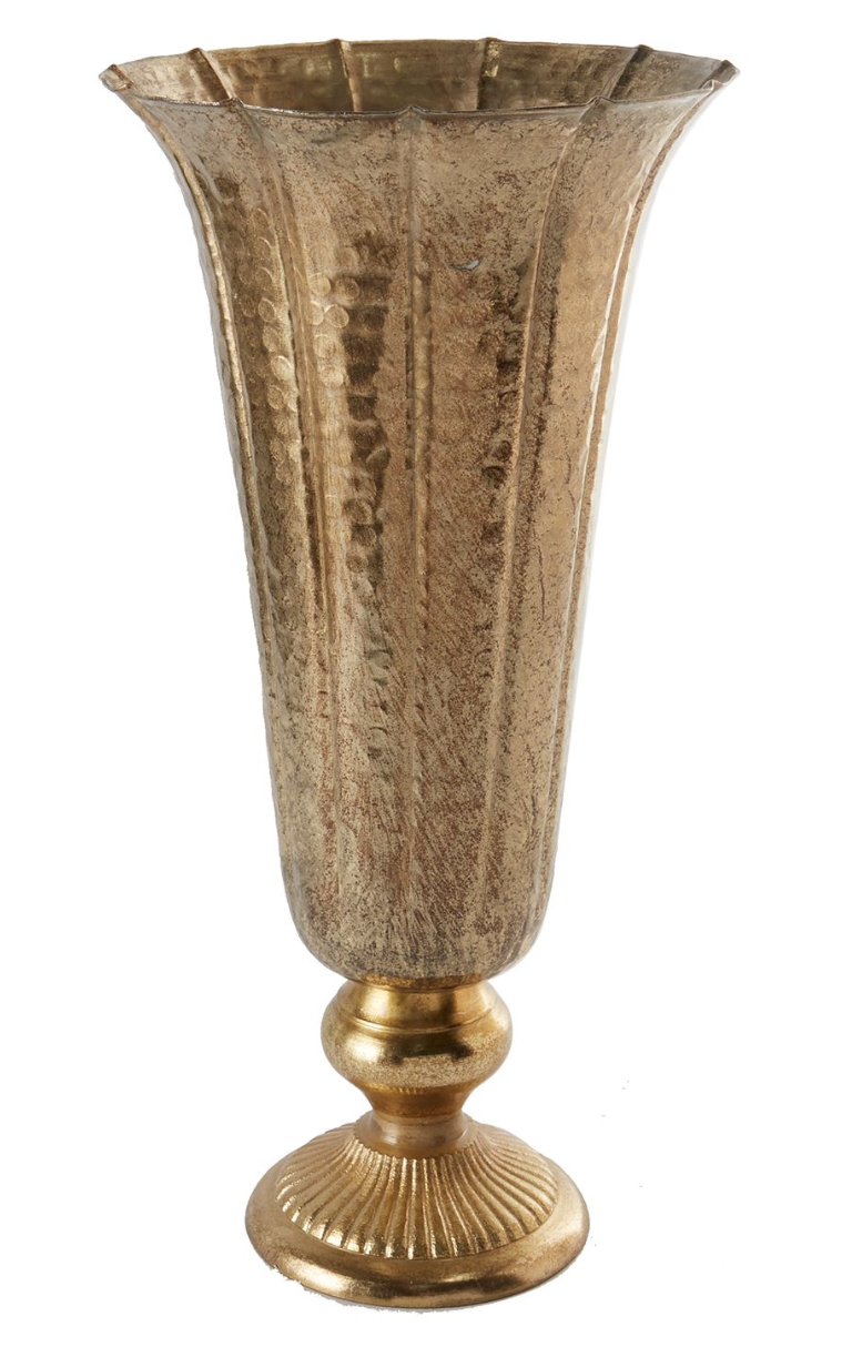 Gold Flare Rim Metal Vase