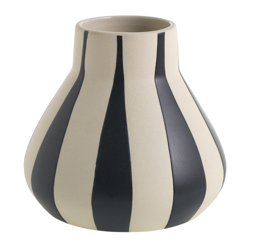 Black & Cream Stripe Round Vase