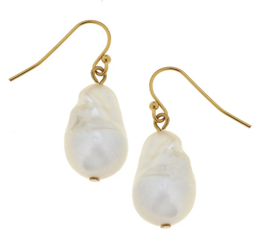 Earrings Drop Baroque Pearl & Gold