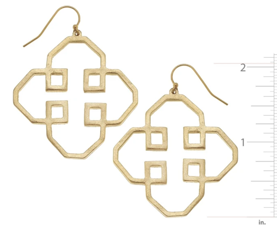 Earrings Drop Geometric Outline Gold
