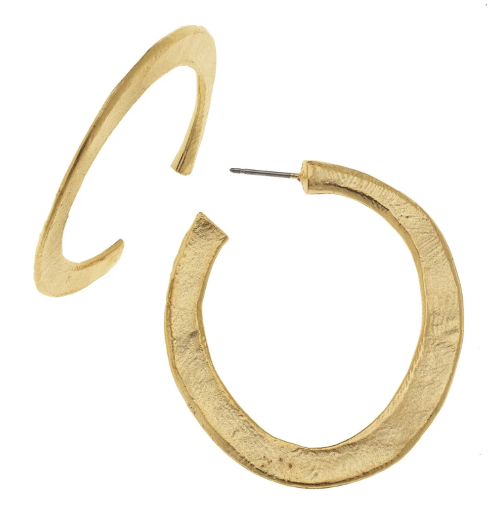 Earrings Hoop Hammered Gold