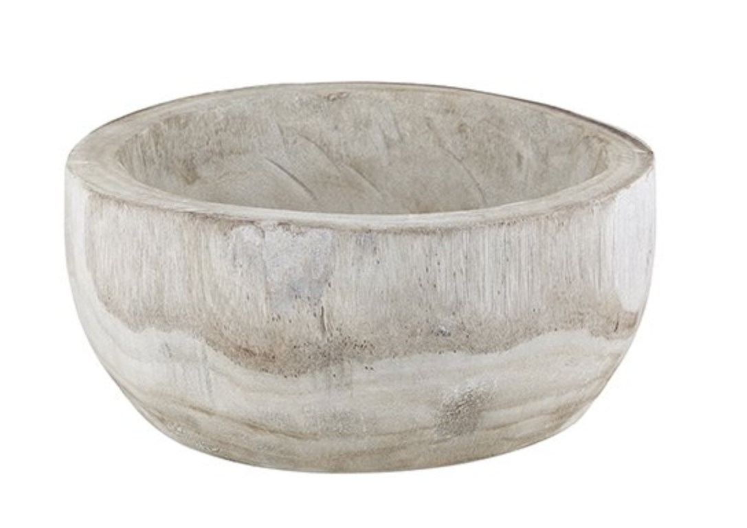 Grey Wood Serving Bowl