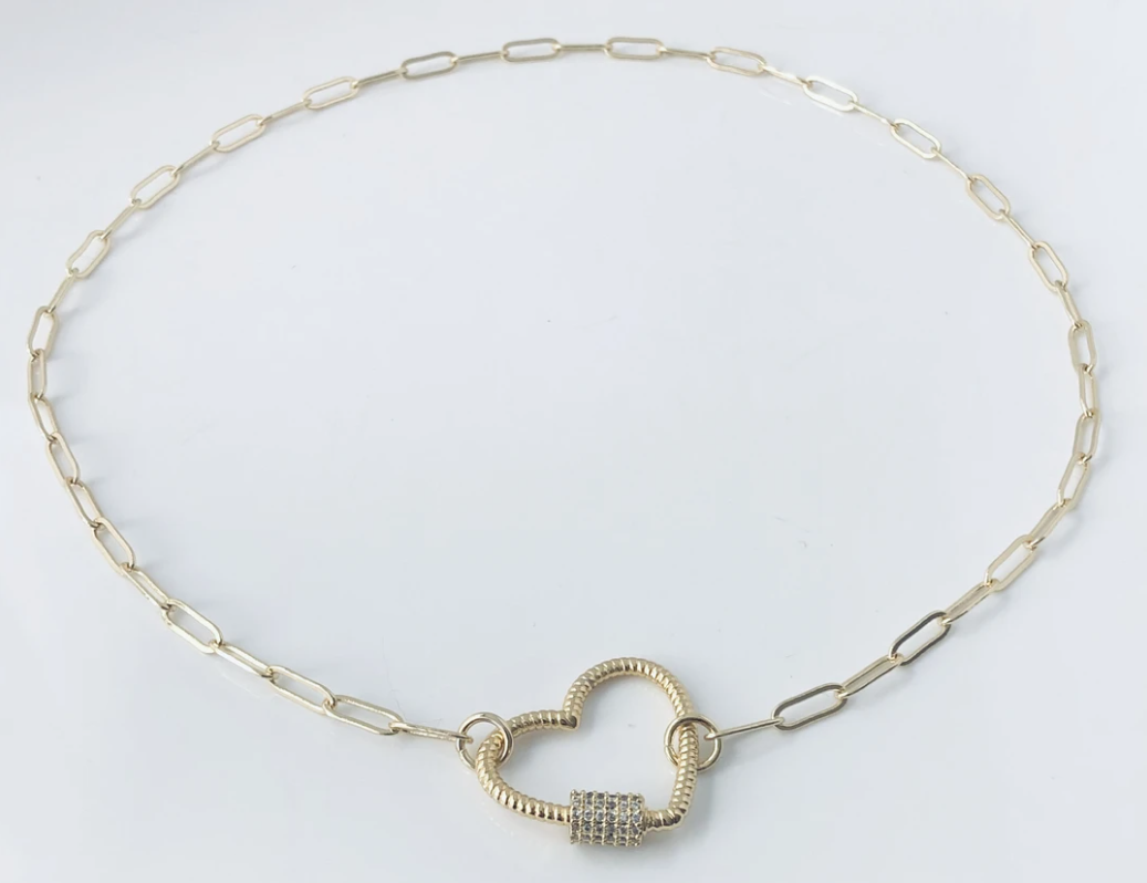 Heart Lock with Clip Chain Necklace