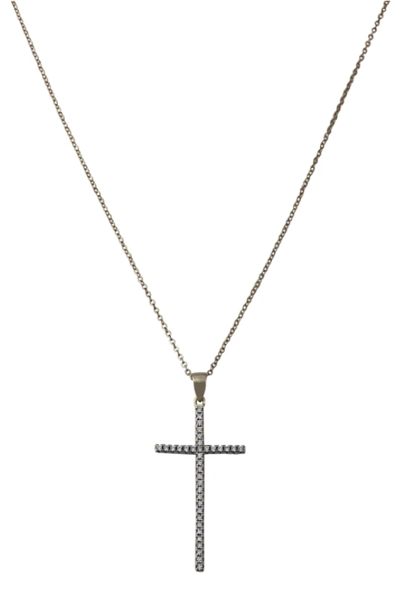 Large Cz Cross Necklace