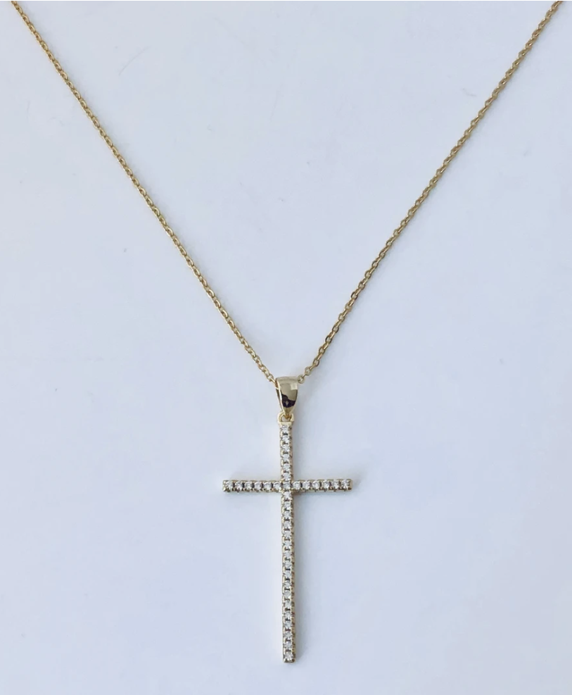 Large Cz Cross Necklace