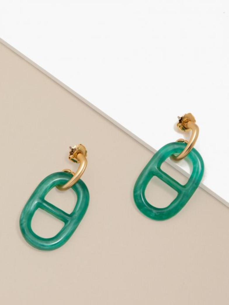 Earrings Link Resin Mariner Green