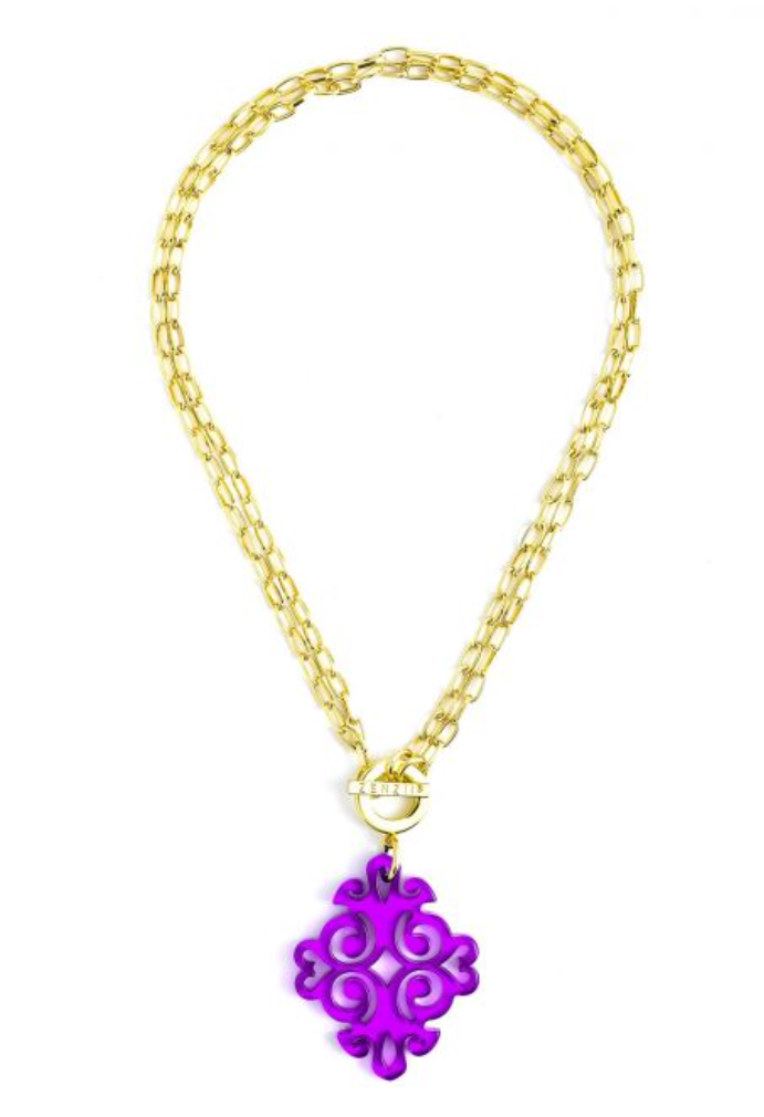 Necklace Pendant Blossom Purple