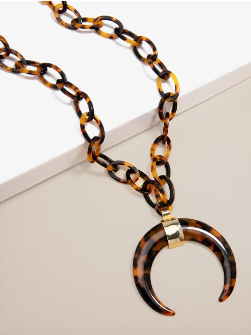 Necklace Horn Pendant Black Brown