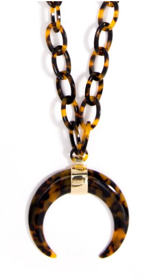 Necklace Horn Pendant Black Brown