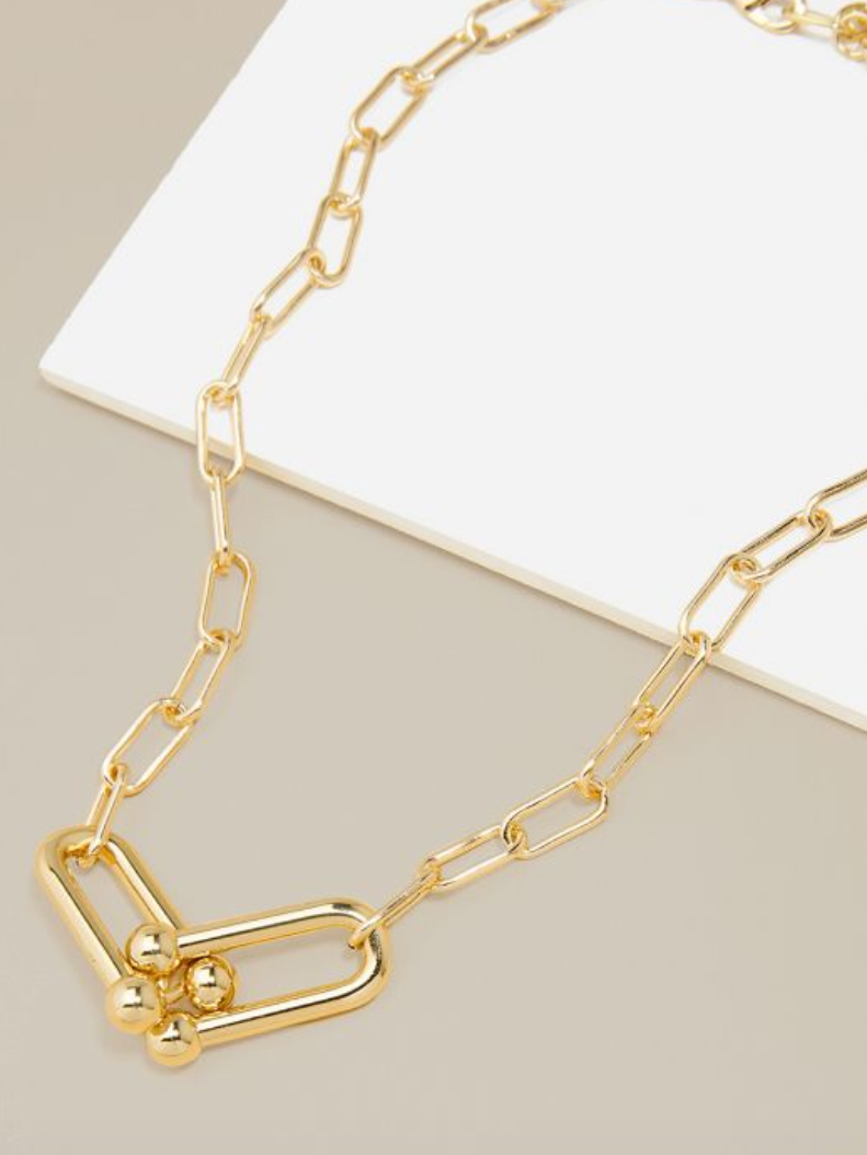 Necklace Collar Linked Clip Chain Gold