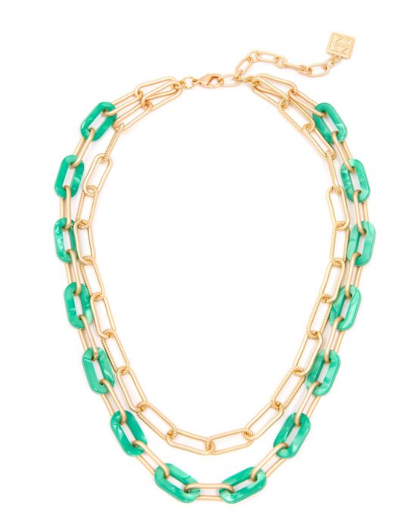 Necklace Links Layered Lenna Green