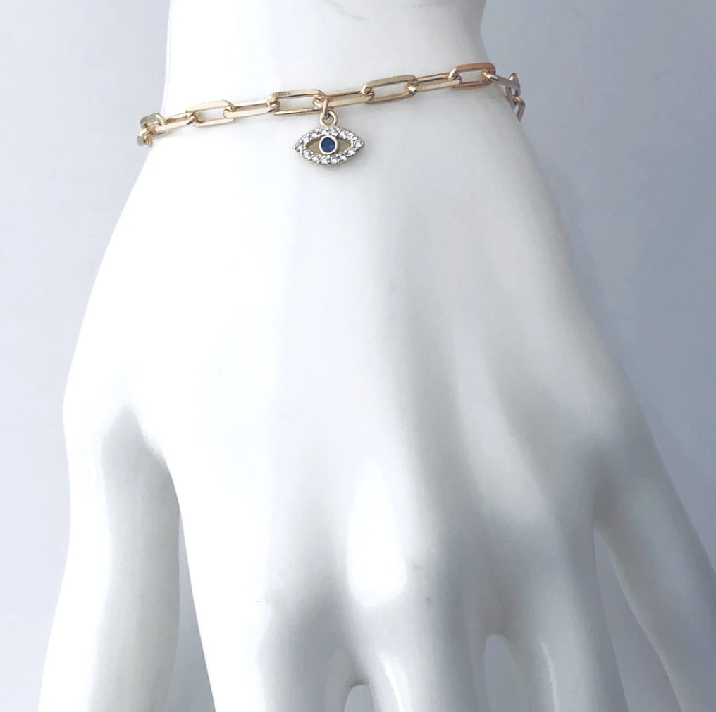 Evil Eye & Clip Chain Bracelet