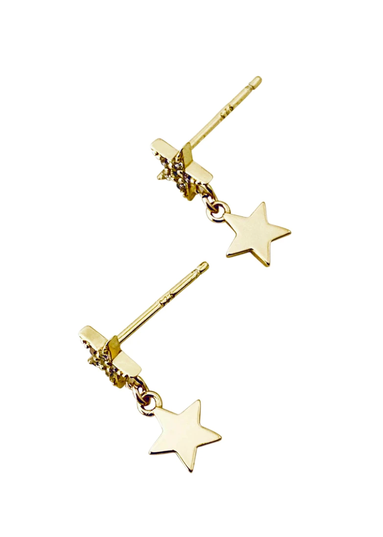 Two Star CZ Earrings