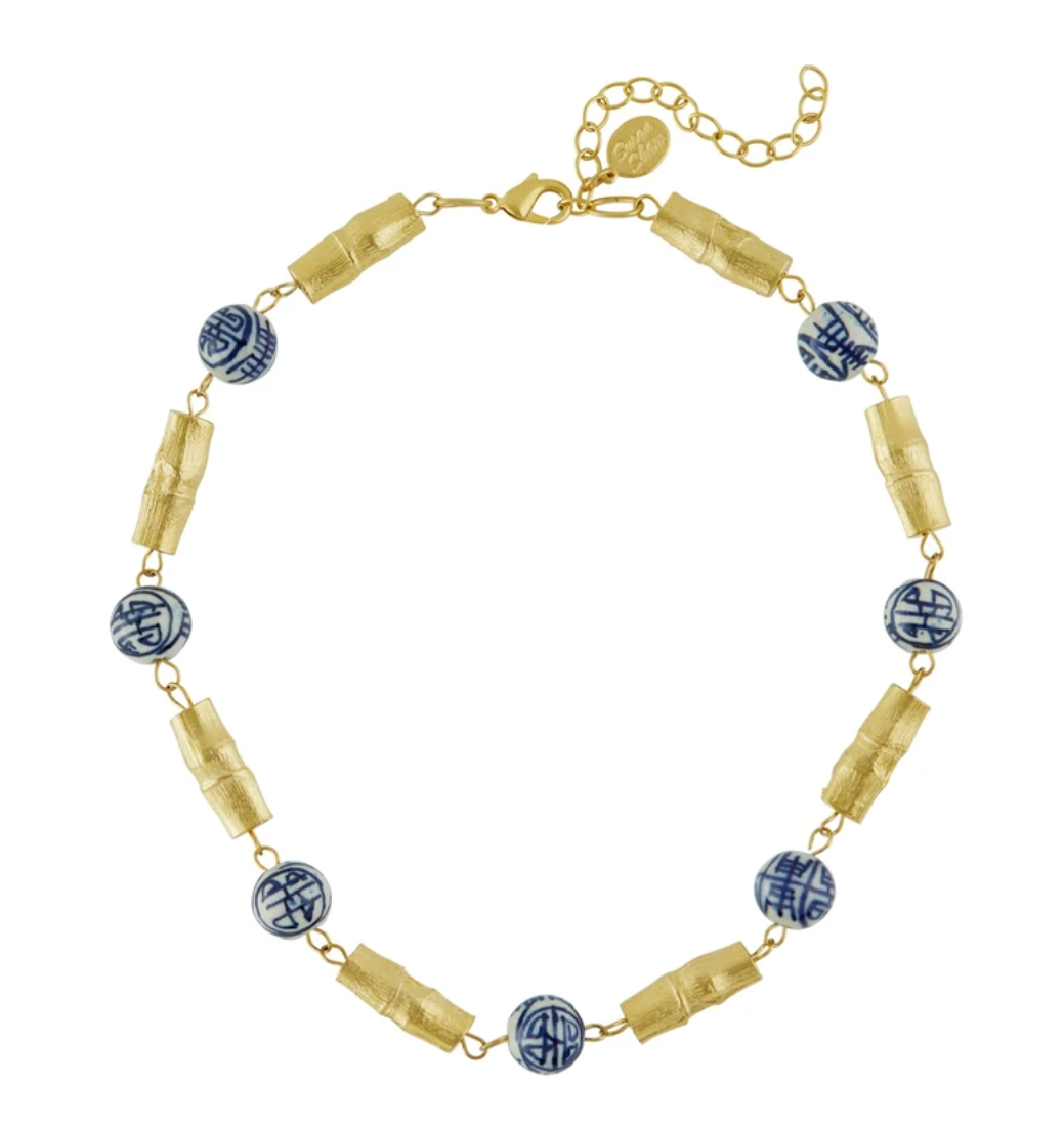 Necklace Blue & White Bamboo