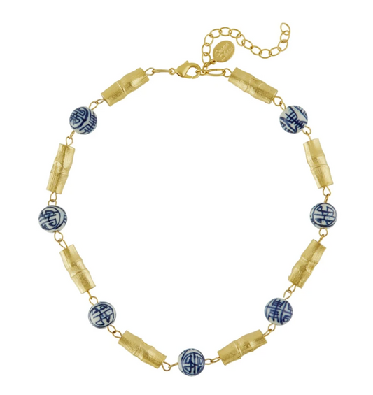 Necklace Blue & White Bamboo