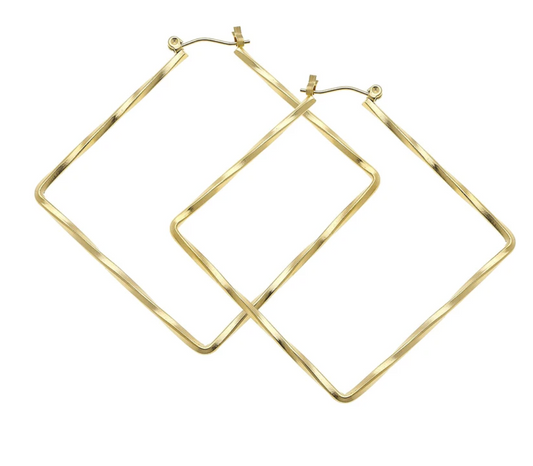 Earrings Hoop Square Gold