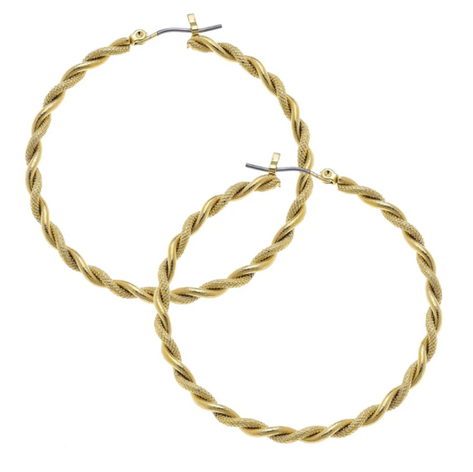 Earrings Hoop Twisted Gold