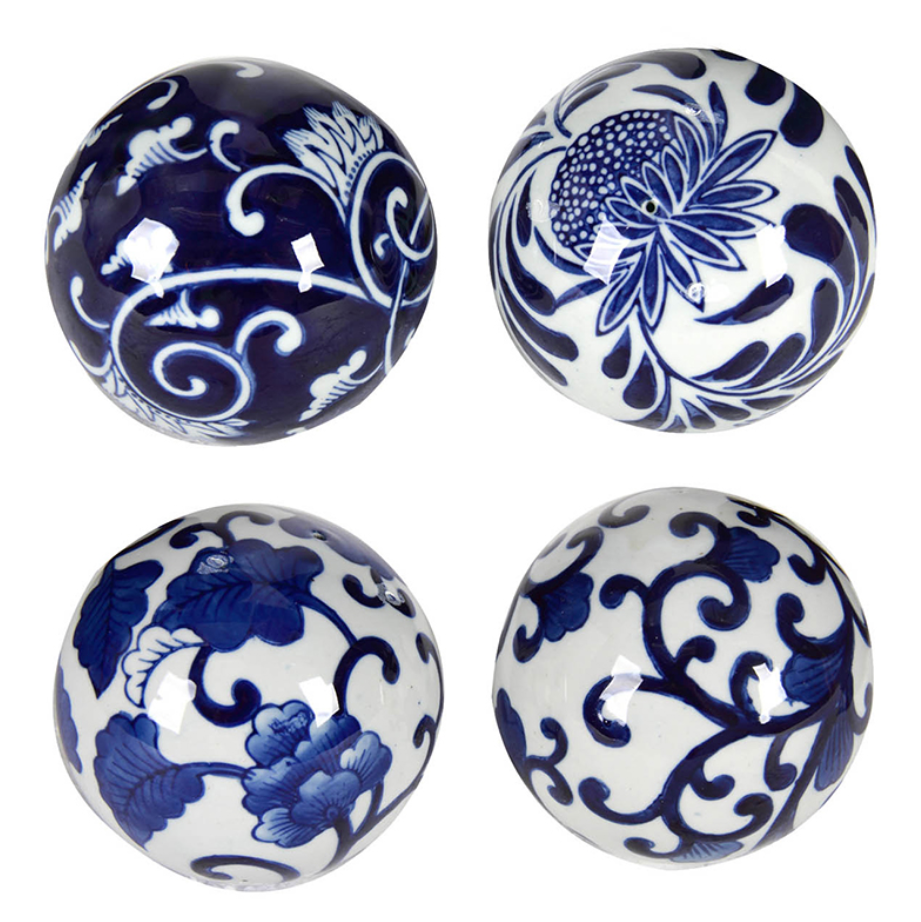 Decorative Sphere Blue & White 4"