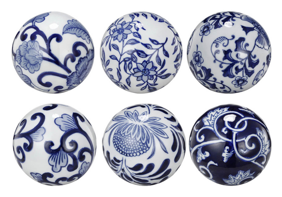 Decorative Sphere Blue & White 3"