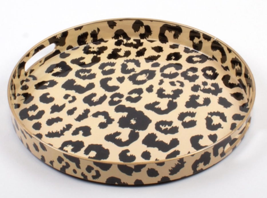 Tray Round Leopard Print