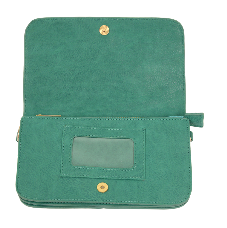 Jade Green Multi Pocket Crossbody Clutch