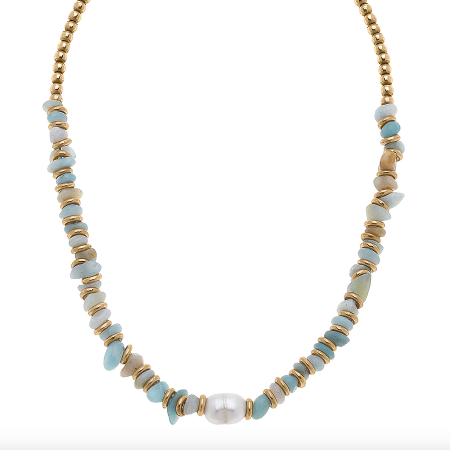 Lulu Pearl & Gemstone Chip Necklace