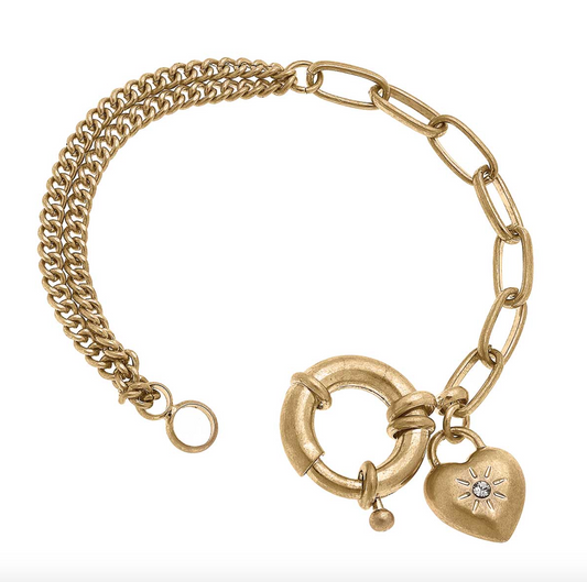 Kacie Puffed Heart Chain Bracelet