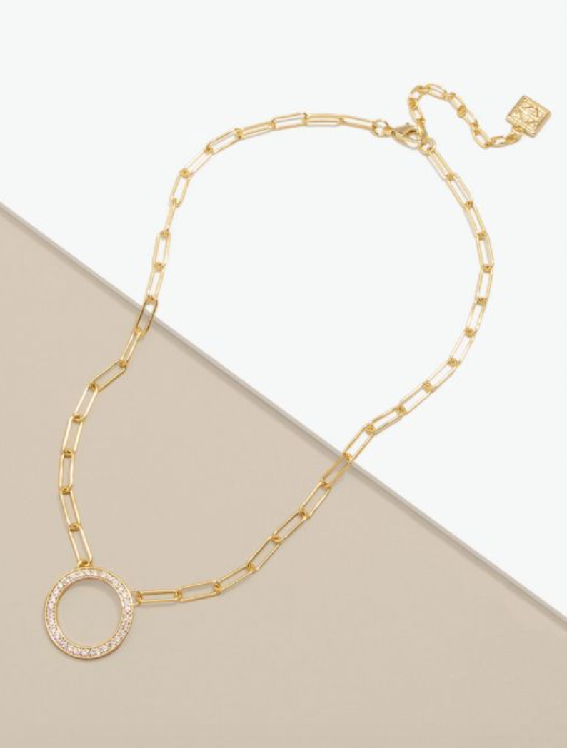 Necklace Collar Circular Pavé Pendant Gold