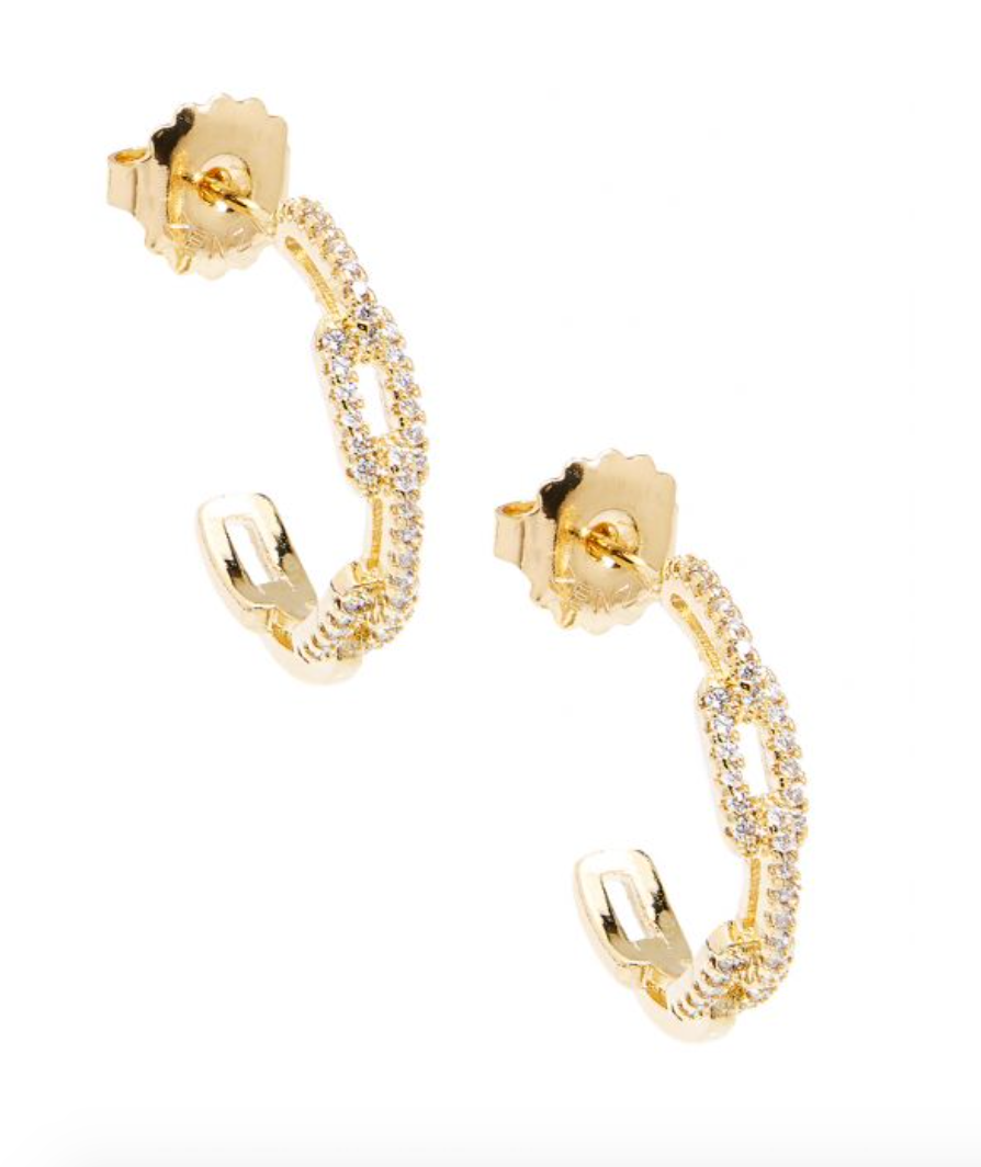 Earrings Hoop Pavé Link Gold