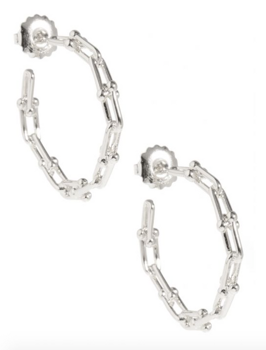 Earrings Hoop Chunky Cable Link Silver
