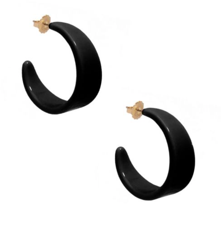 Earrings Hoop Resin Chunky Black