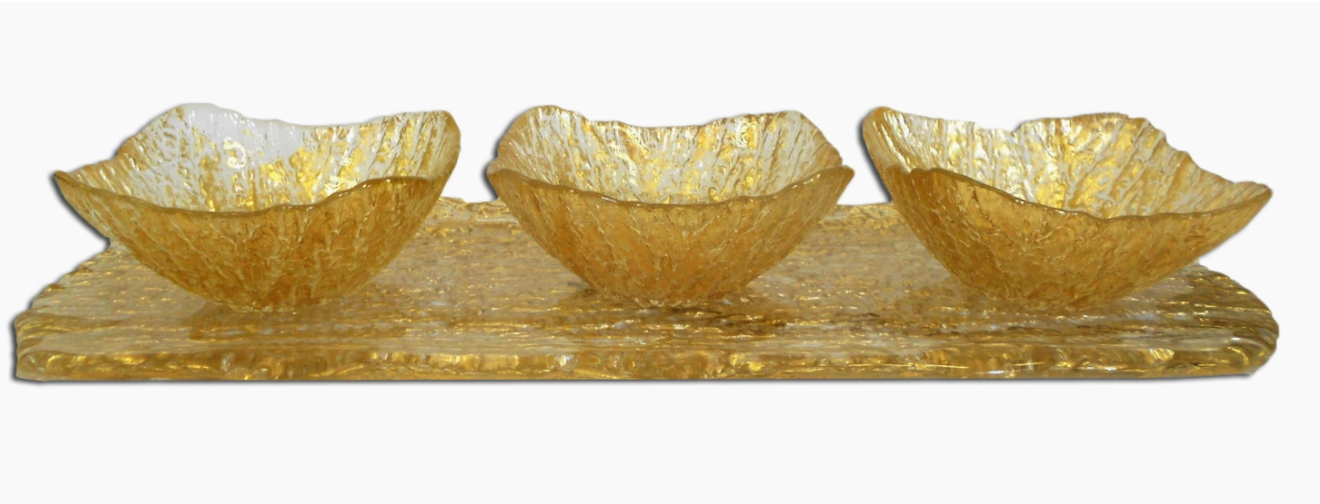 Gold Bowls on Tray