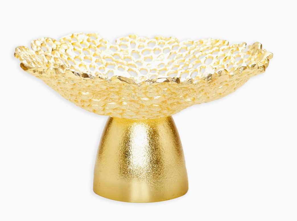 Gold Textured Pedestal Bowl