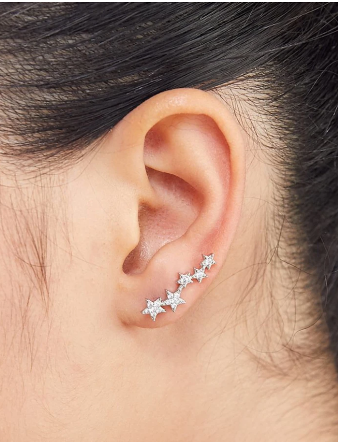 CZ Star Climber Earrings