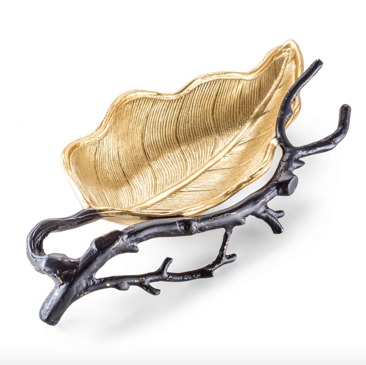 Gold Leaf Dish with Black Branch