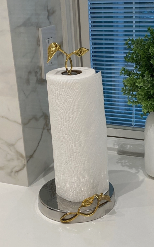 Stainless Steel with Gold Leaf Paper Towel Holder