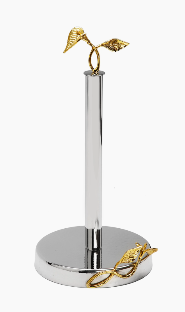 Stainless Steel with Gold Leaf Paper Towel Holder