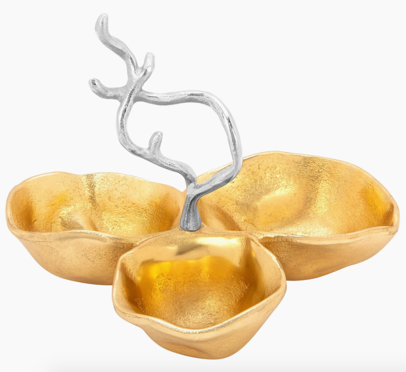 Gold & Silver Three Section Condiment Dish