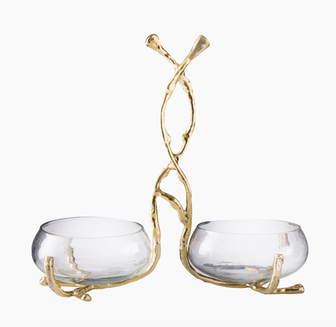 Gold Twig Two Section Glass Relish Dish