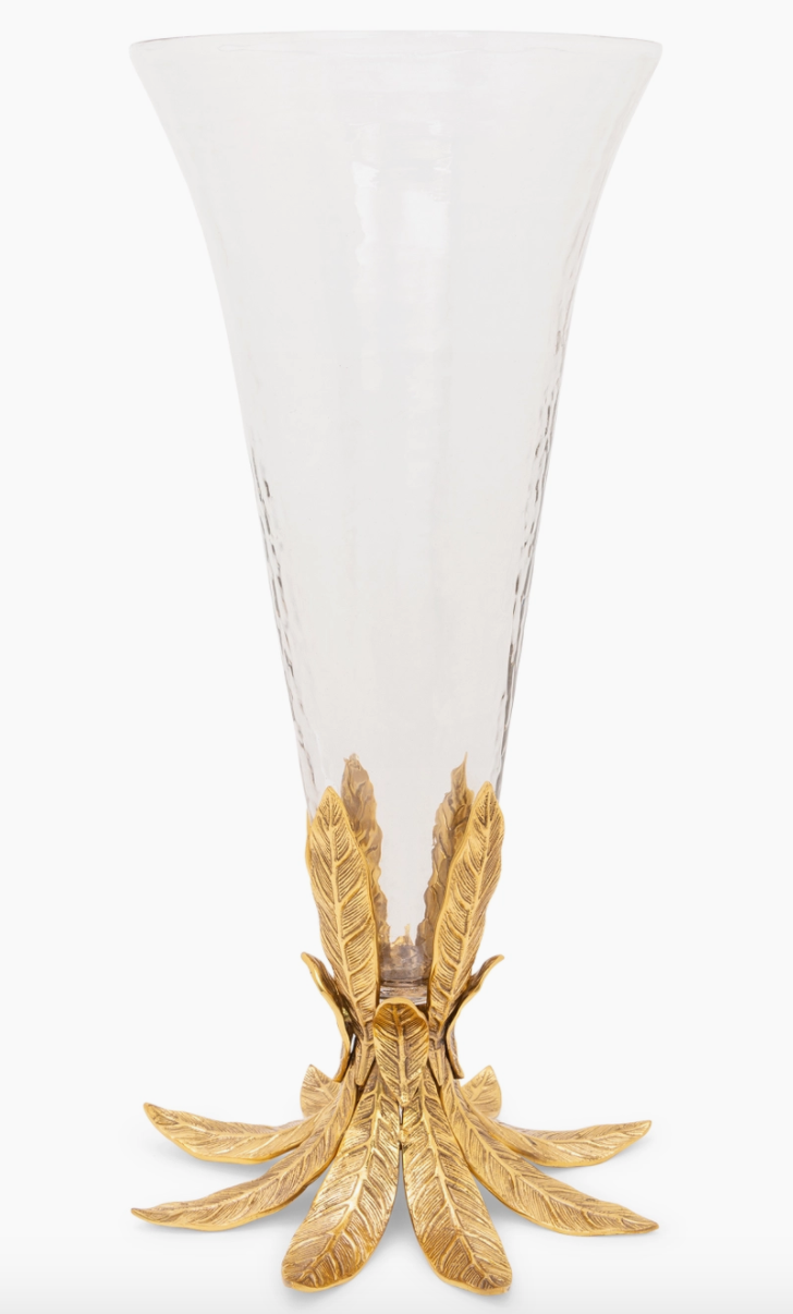 Glass Vase with Gold Leaf Base