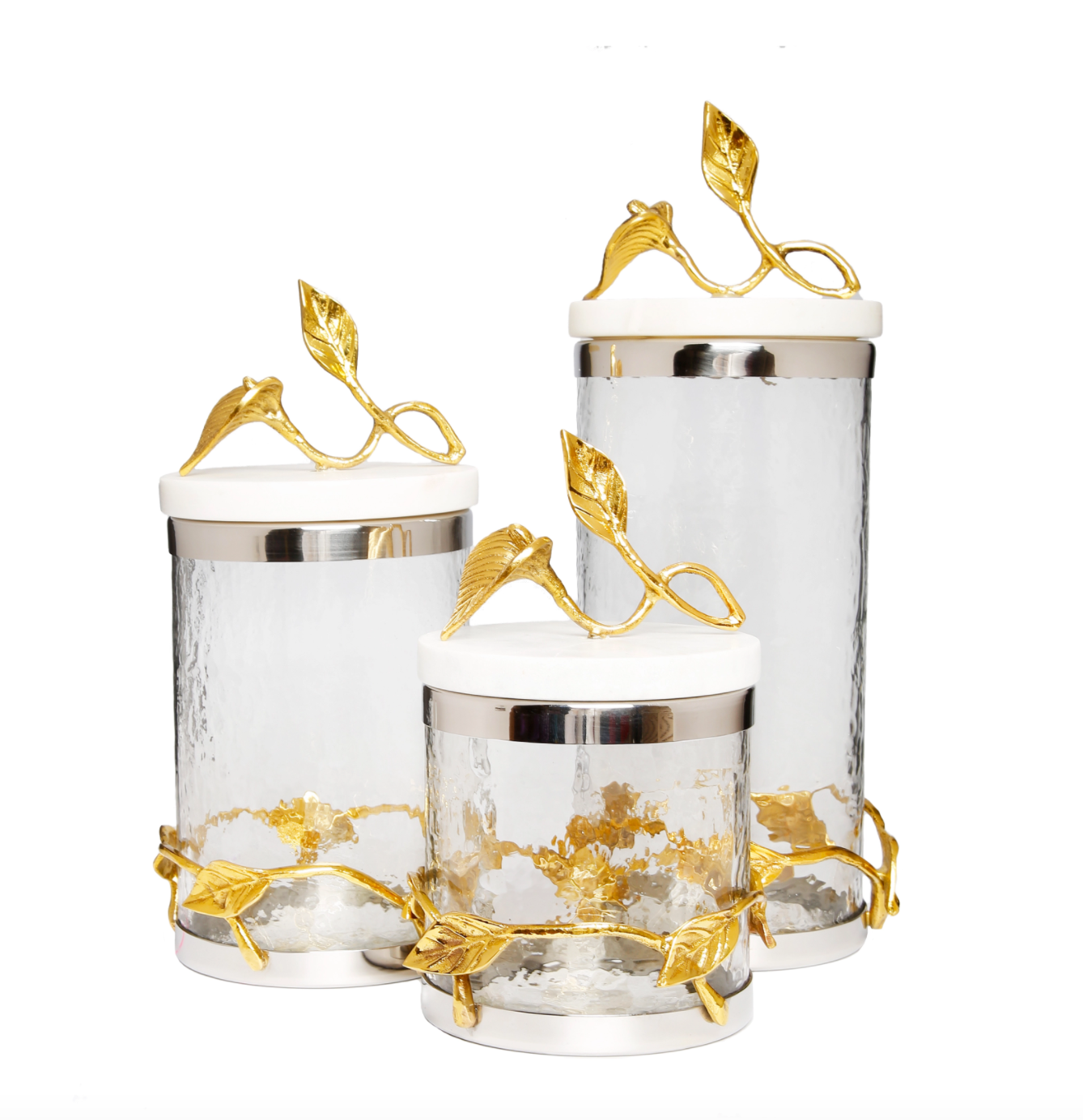 Gold Leaf & Marble Glass Canister